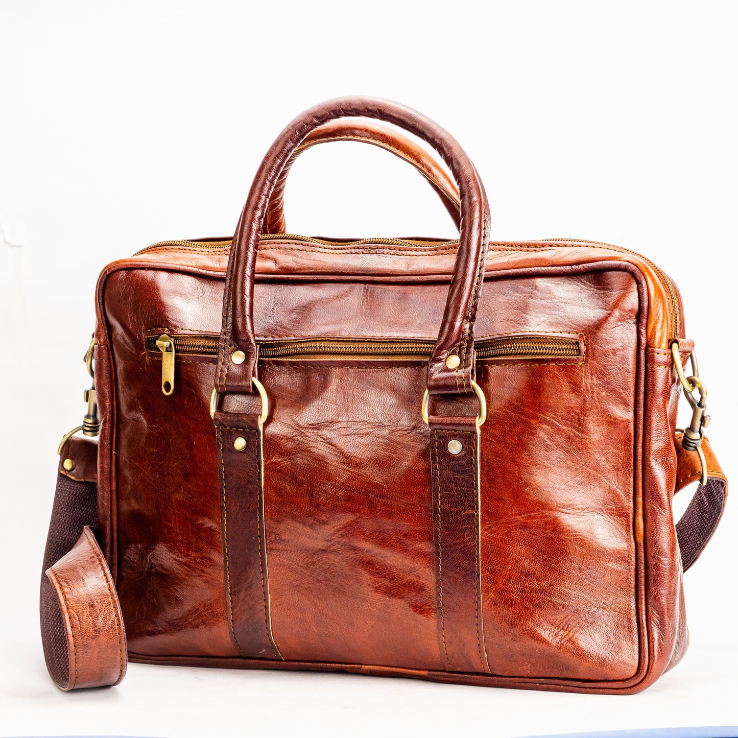 Genuine Leather Laptop Bag 15 Inch – Brown Briefcase for Men & Women by Marockennerie, Durable Laptop Shoulder Bag with Strap, Travel Sleeve & Elegant Minimalist Design