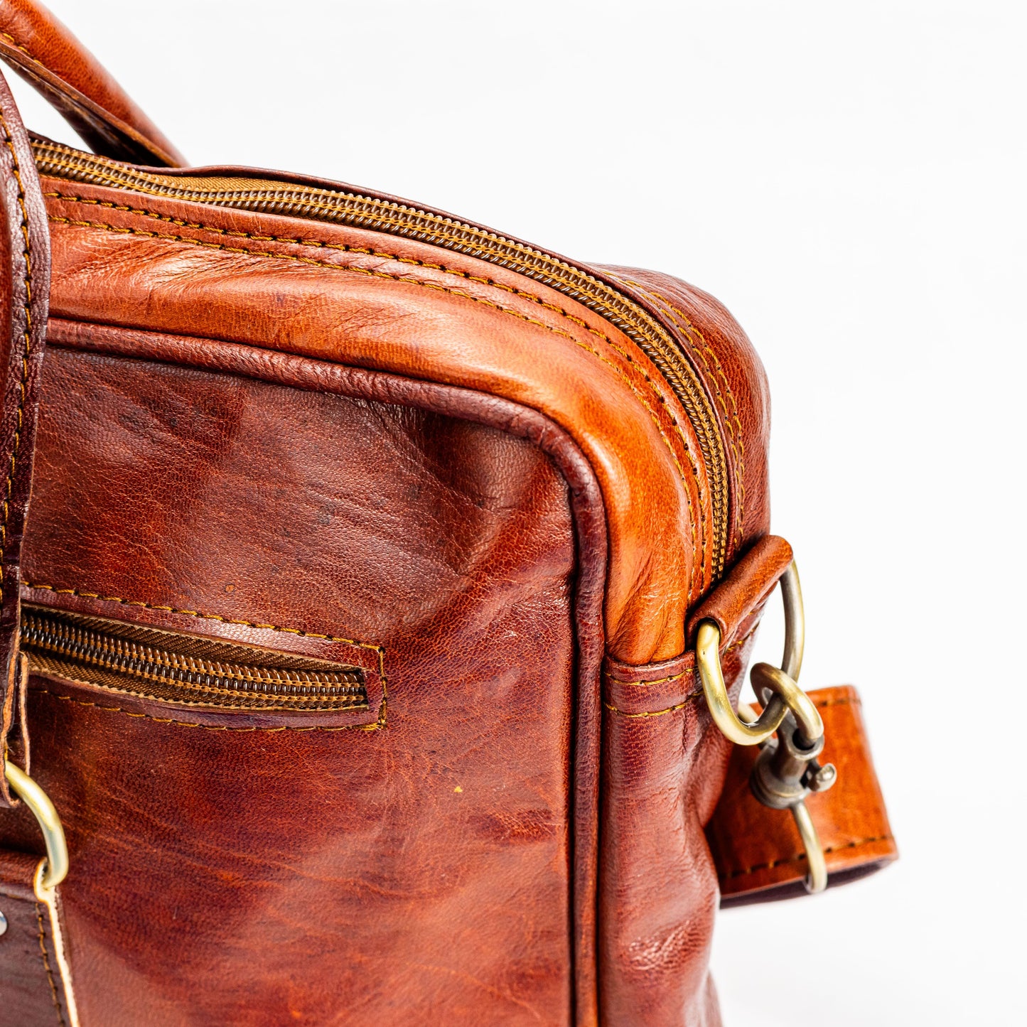 Genuine Leather Laptop Bag 15 Inch – Brown Briefcase for Men & Women by Marockennerie, Durable Laptop Shoulder Bag with Strap, Travel Sleeve & Elegant Minimalist Design