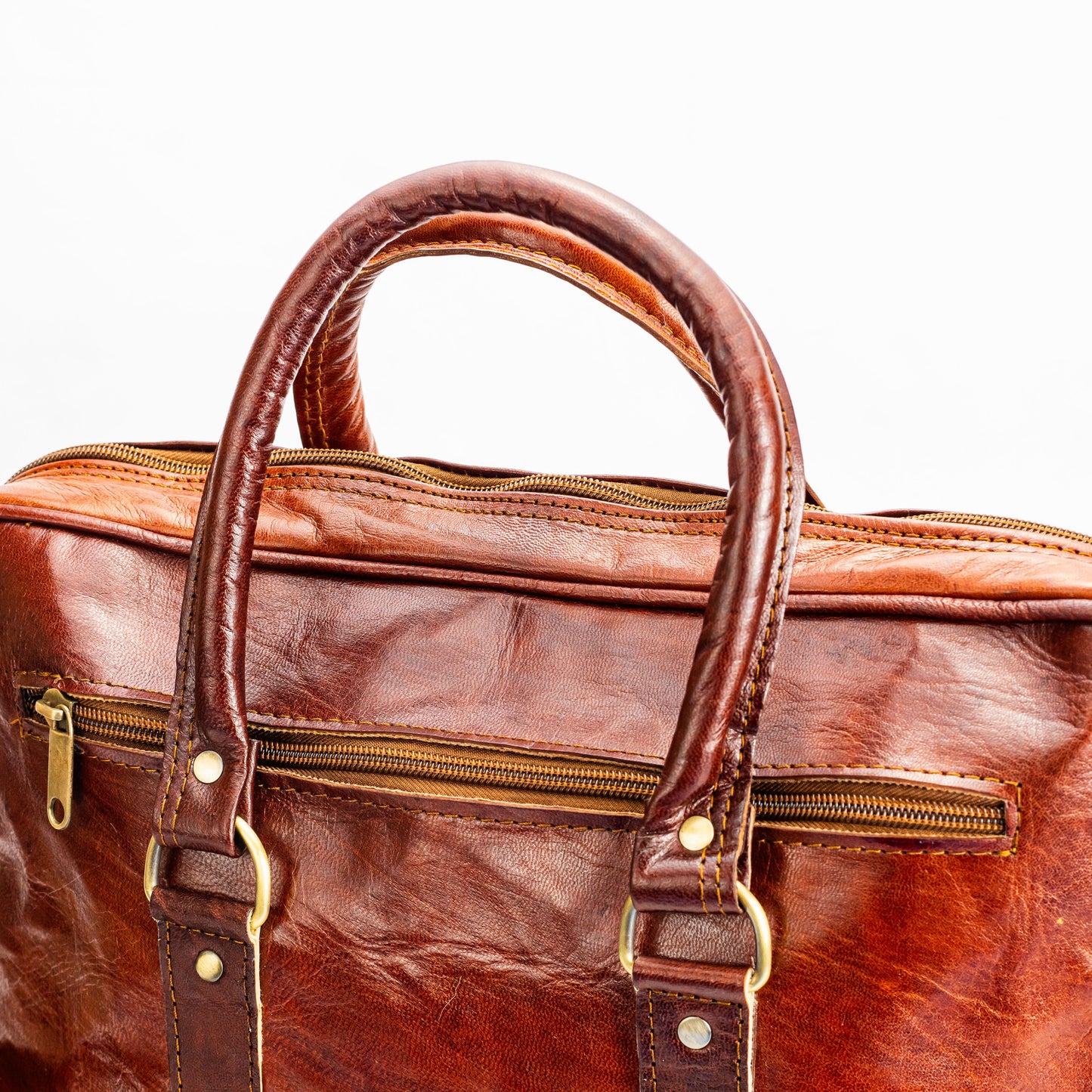 Genuine Leather Laptop Bag 15 Inch – Brown Briefcase for Men & Women by Marockennerie, Durable Laptop Shoulder Bag with Strap, Travel Sleeve & Elegant Minimalist Design