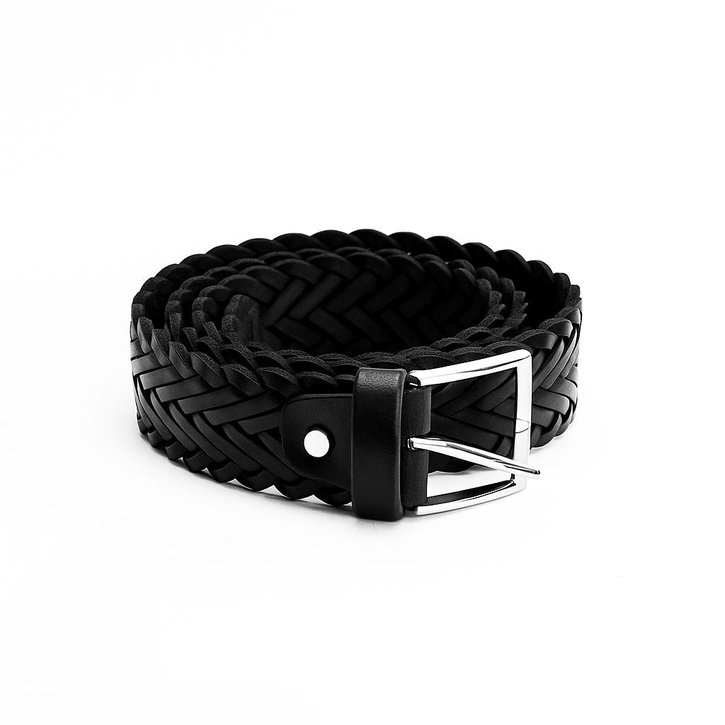 Braided Leather Belt for Men & Women – Genuine Woven Brown Belt with Silver Buckle, Adjustable No-Hole Design, Classic Durable Accessory for Casual & Formal Outfits