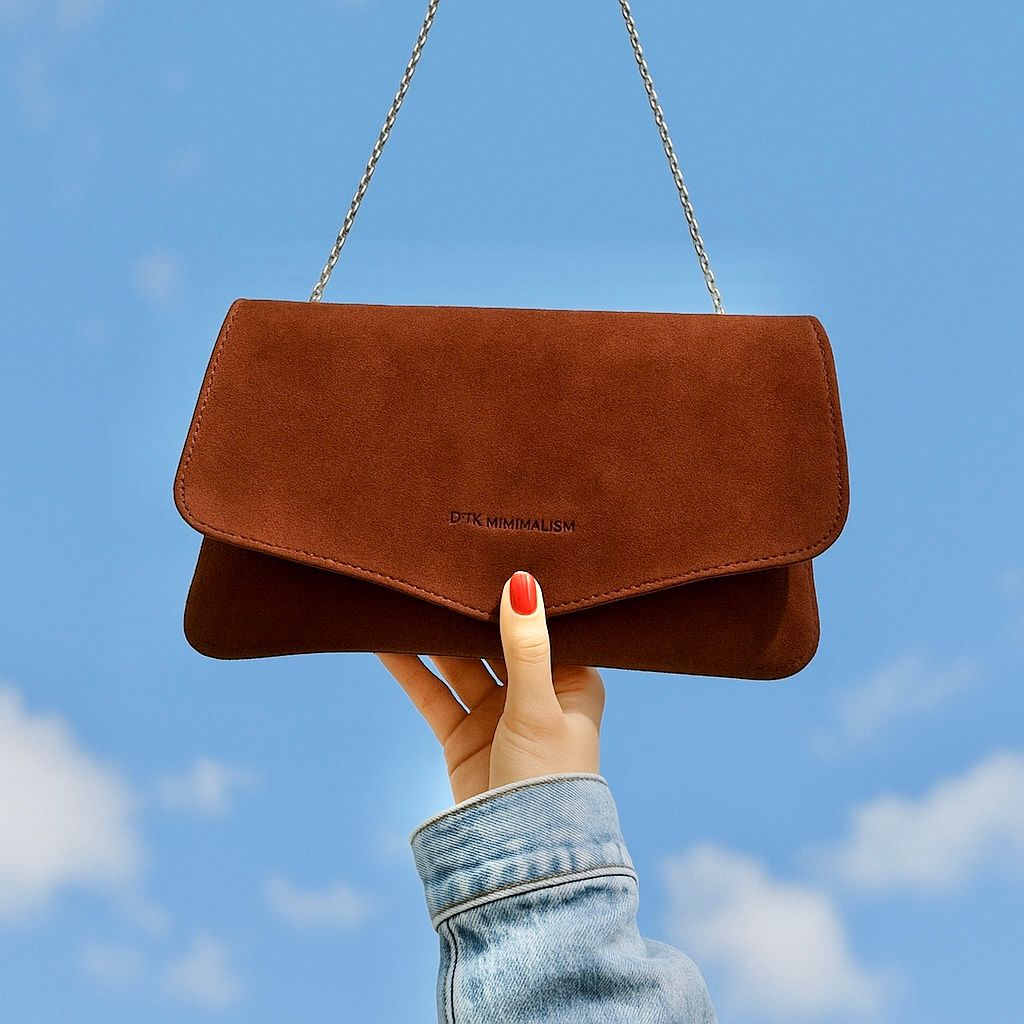 Elegant Burgundy Suede Clutch Bag for Women – Luxury Red Purse with Fold-Over Flap, Silver Chain Strap – Versatile Shoulder Bag, Crossbody Bag, or Evening Handheld Clutch – Stylish Fashion Handbag